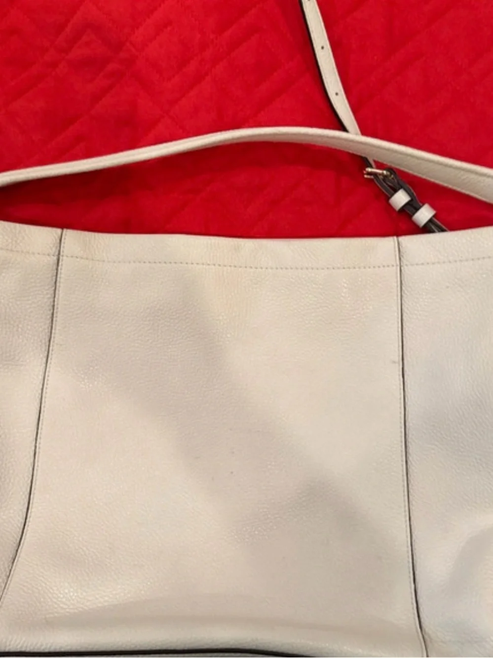 Coach Cream Pebbled Leather Shoulder Bag with Gold Hardware